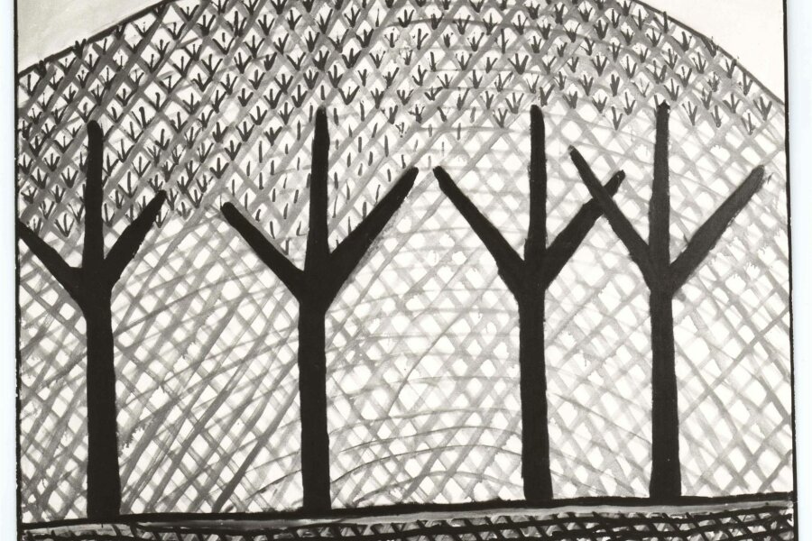 Petr Kvíčala, Stromy, 1986, olej, 125x140 cm, foto: Libor Teplý